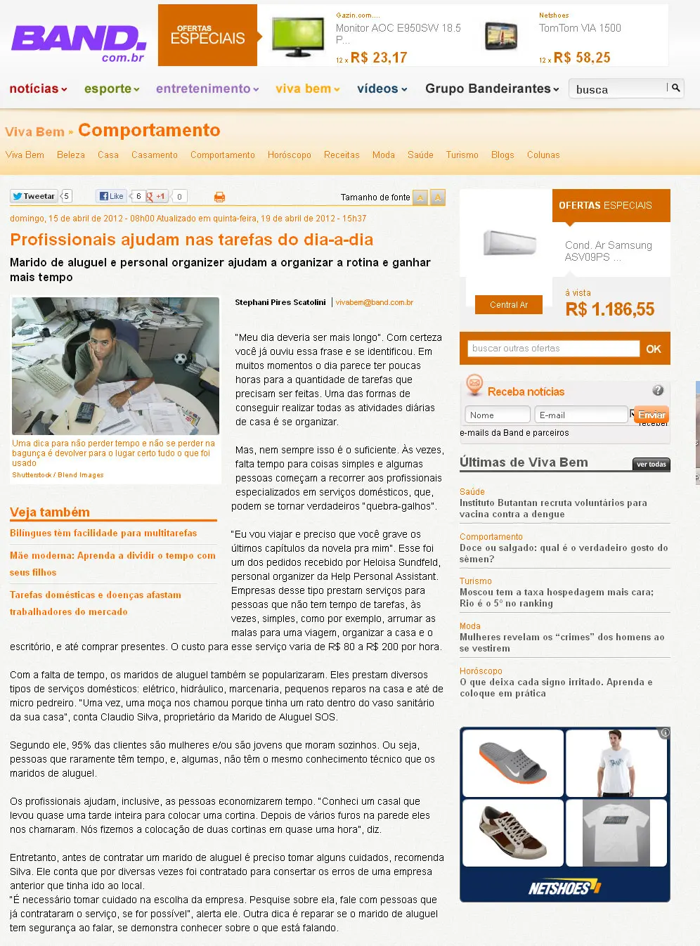 Matéria Band Online sobre Marido de Aluguel SOS